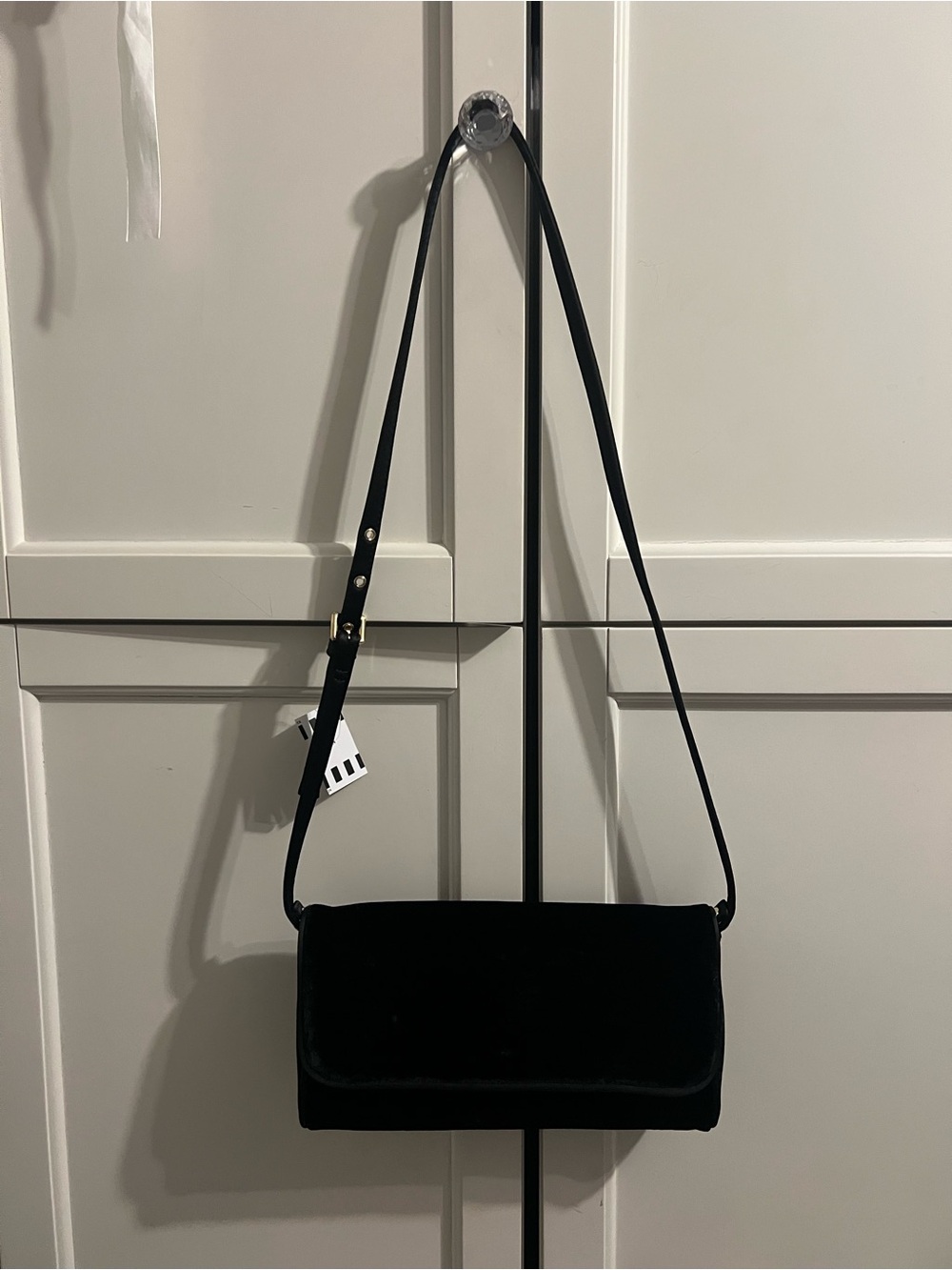 J. Crew Black Velvet Crossbody Clutch